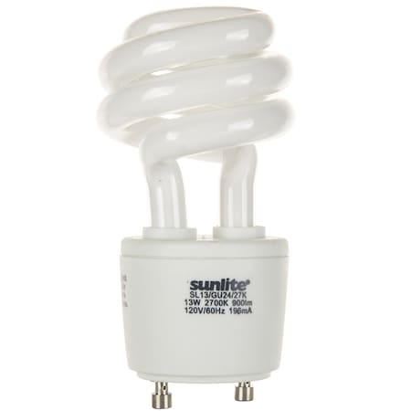 Sunlite Sunlite  SL13/EW GU24 Spiral CFL Light Bulb, GU24 Base, Warm White, PK24 00655-SU
